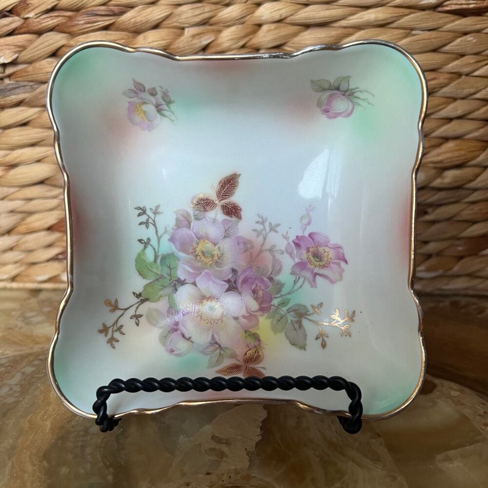 Rose & Metallic Floral Bowl: Made in Germany